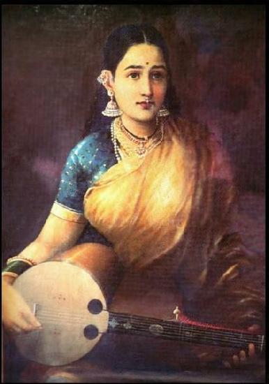Raja Ravi Varma Lady with Swarbat oil painting picture
